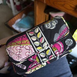 Vera Bradley Black and Pink Patterned Clutch